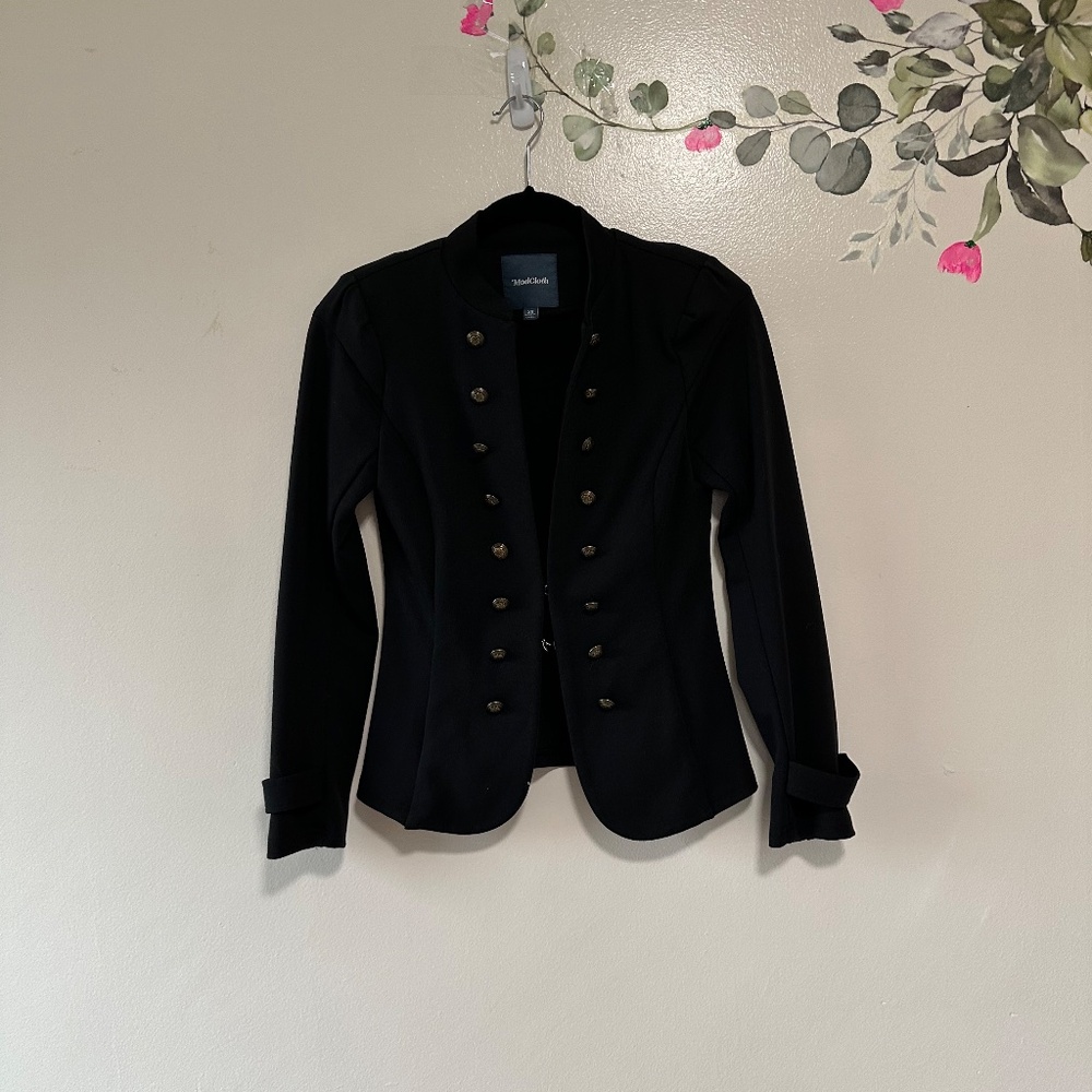 Modcloth Glam Believer Knit Military Button Front Blazer, Black, Size XS - Picture 7 of 12